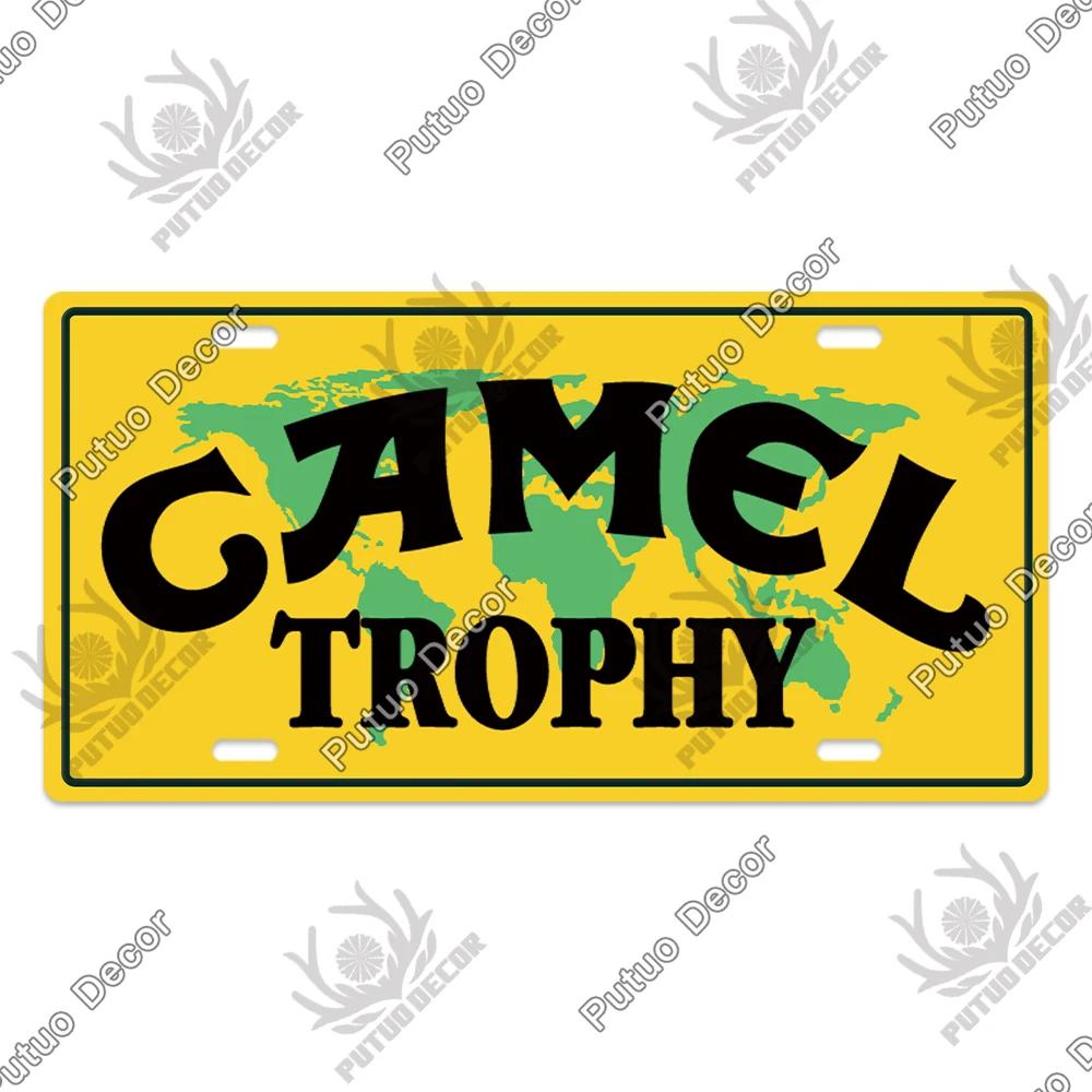 

Декор Putuo Camel Trophy, винтажный металлический знак, номерной знак, металлический винтажный настенный декор для гаража, гоночного автомобиля, клуба, домашний декор 30x15cm