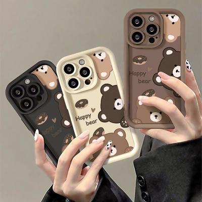 Słodkie etui na telefon z misiem na iPhone'a 13 etui na iPhone'a 11 15 Pro Max 16 14 12 XR XS X 7 8 Plus SE 15promax miękkie silikonowe etui na Fundas