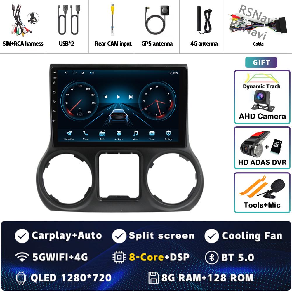 Android 14 Carplay Auto For Jeep Wrangler 3 JK 2011 2012 2013 2018 Car Radio Player Multimedia Srereo Navigation BT 4G WIFI DSP