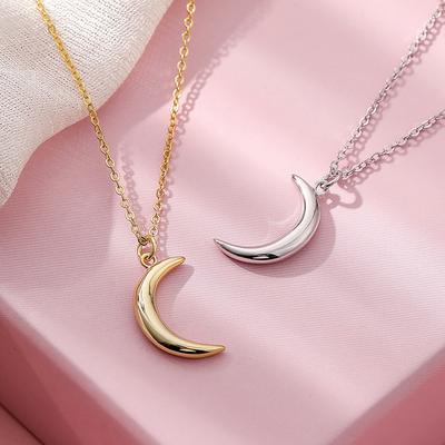 Cute Simple Moon Pendant Necklaces for Women Bohemia Gold Color Chain Choker Necklace Metal Jewelry Bijoux Collares