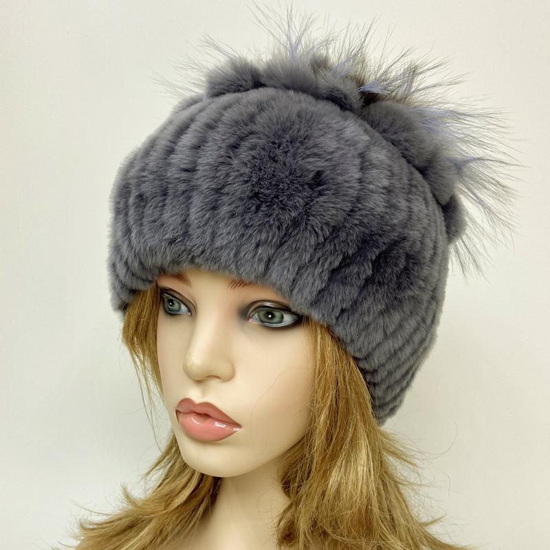Ny vinter ekte kaninpels lue dame 100 % ekte ekte Rex kanin lue God elastisk strikket Rex kaninpels caps