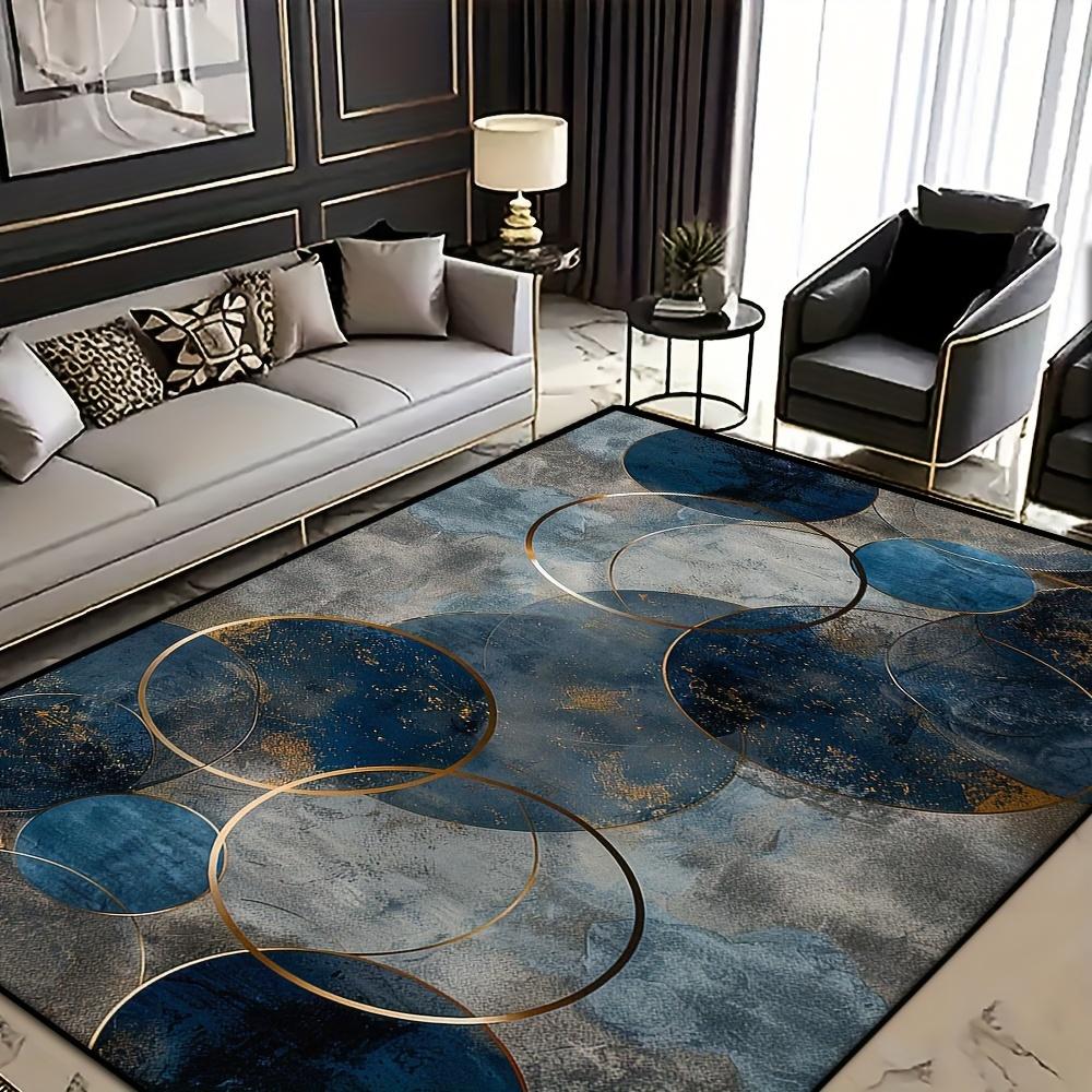 

Бриллиантовый Вельвет Точка Плюшевый Легкая Роскошь Прикроватный Ковер Современный Минималистичный Скандинавский Синий Геометрический Круг Входной Коврик 50x80cm20x31in