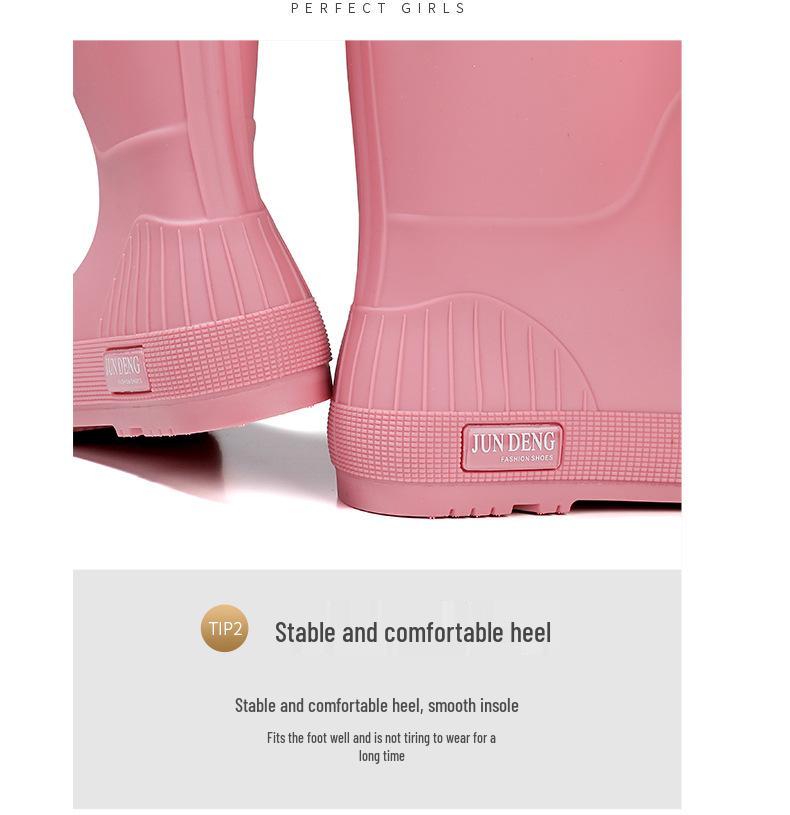Women's Mid-Calf Waterproof Fashion Rain Boots - Non-slip, Wear-resistant, Solid Color Outdoor Water Shoes