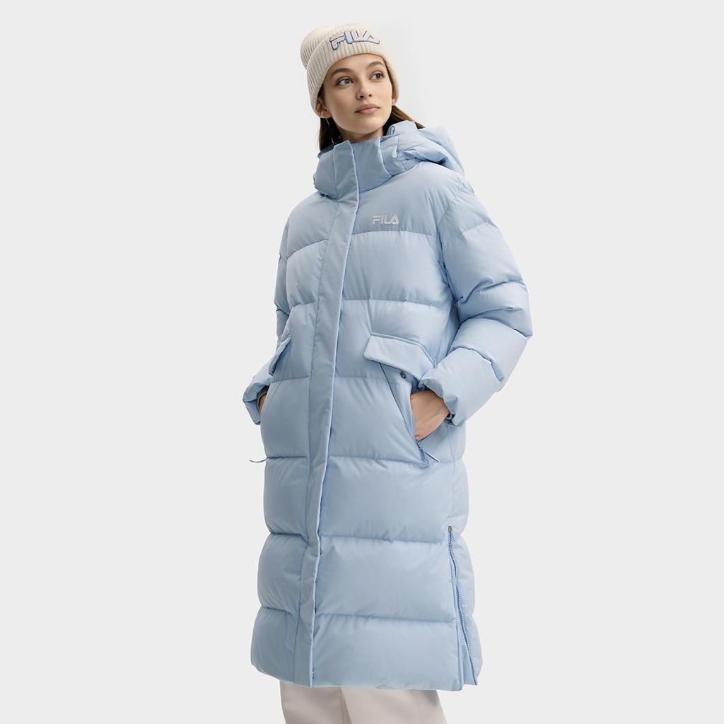 FILA Original RGB Colorful Fashion Simple Personality Retro Classic Versatile Casual Daily Comfortable Warm Long Hooded Down Jacket F11W549905F-BU