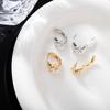 European and American INS Style Square Diamond Earrings - Shiny Copper-Plated Zircon Cross Star Micro-Inlaid Studs.