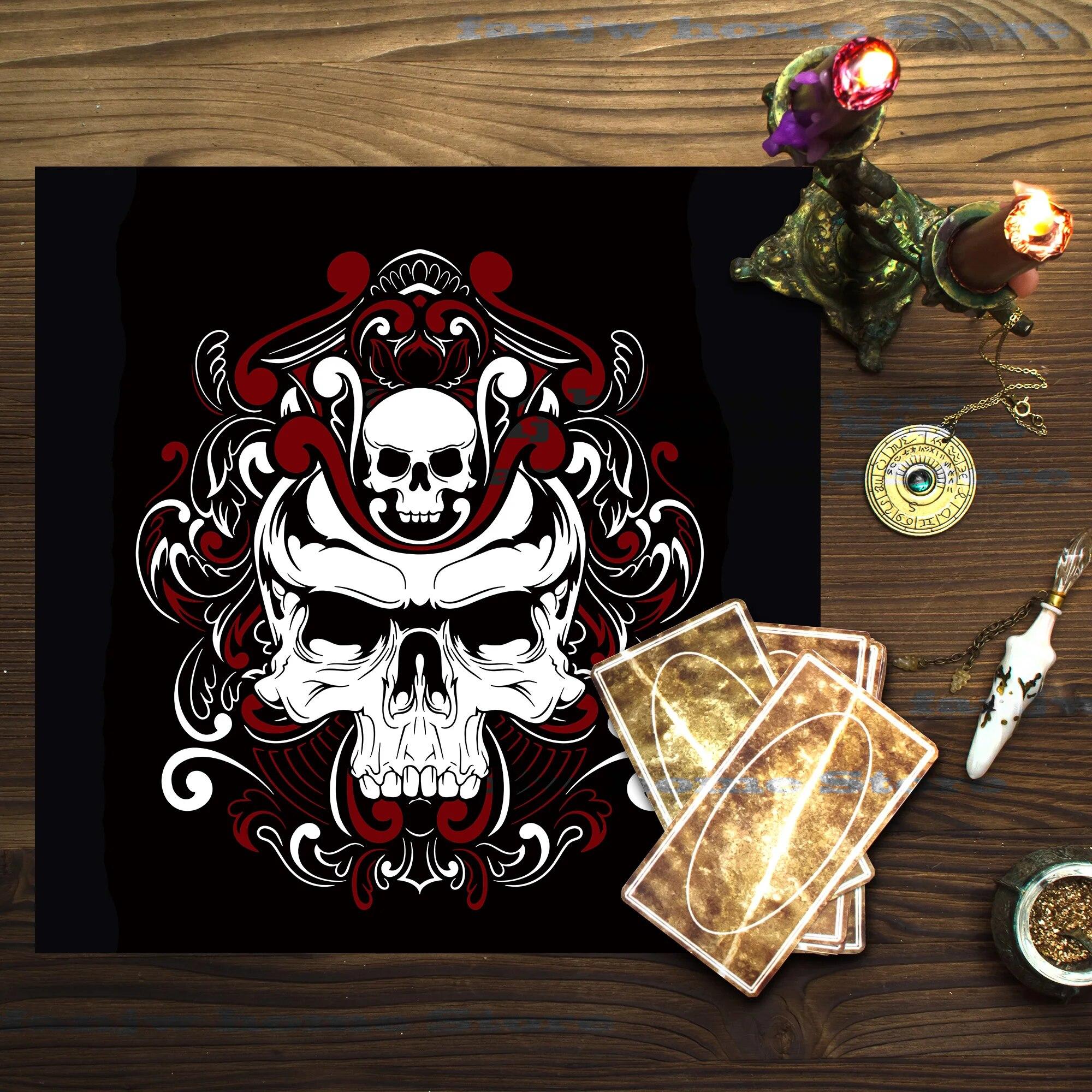 

Скатерть с изображением розы и черепа, Луна, декоративный жиронепроницаемый гобелен, домашний декор 70x70cm