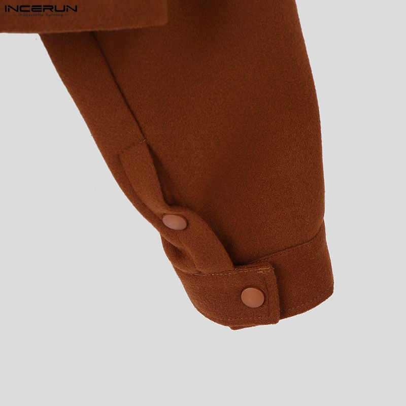 INCERUN Autumn Winter Men Lapel Long Sleeve Loose Casual Jackets Short Coats