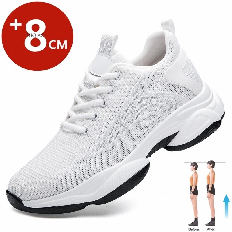 

Summer Lift Sneakers Men Elevator Shoes Height Increasing Shoes for Man Insoles 8CM Hidden Heels Sports Inner Heightening Shoes 44 белый