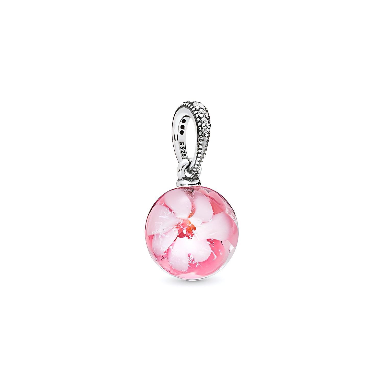 Pandora Manman Peach Blossom Series Glass Pendant Charm Unisex Jewelry 798082CZ Pink