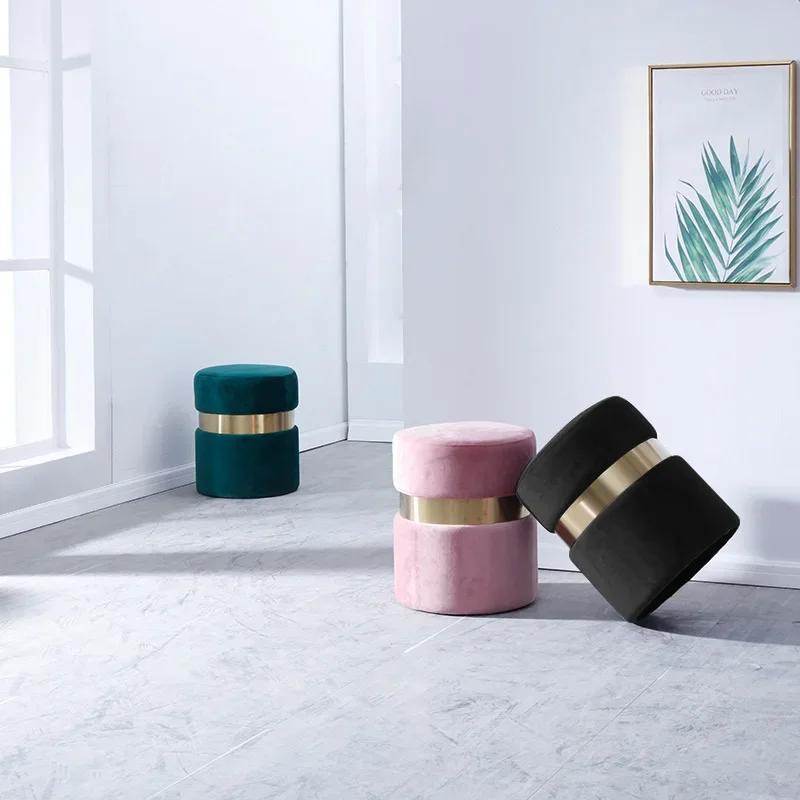 Velvet Ottoman with Storage Blue Vanity Chair Gold Legs Storage Footstool Living Room Elegant Storage Footstools grigio