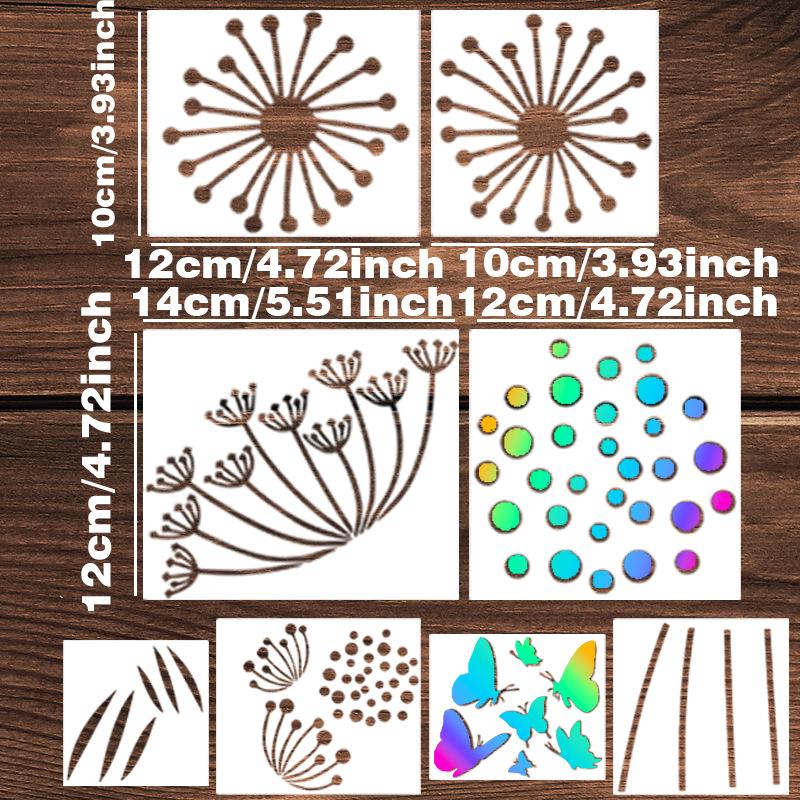 8 Pieces/set, Four Seasons Flower Pattern, Animal Painting Hollow Template, Spray Painting Template, Pattern DIY Template, Milk White, PET Material