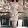 Real Shot Summer New French Blue High-end Atmosphere Fashion Slim Temperament Women's Design Suspender Dress