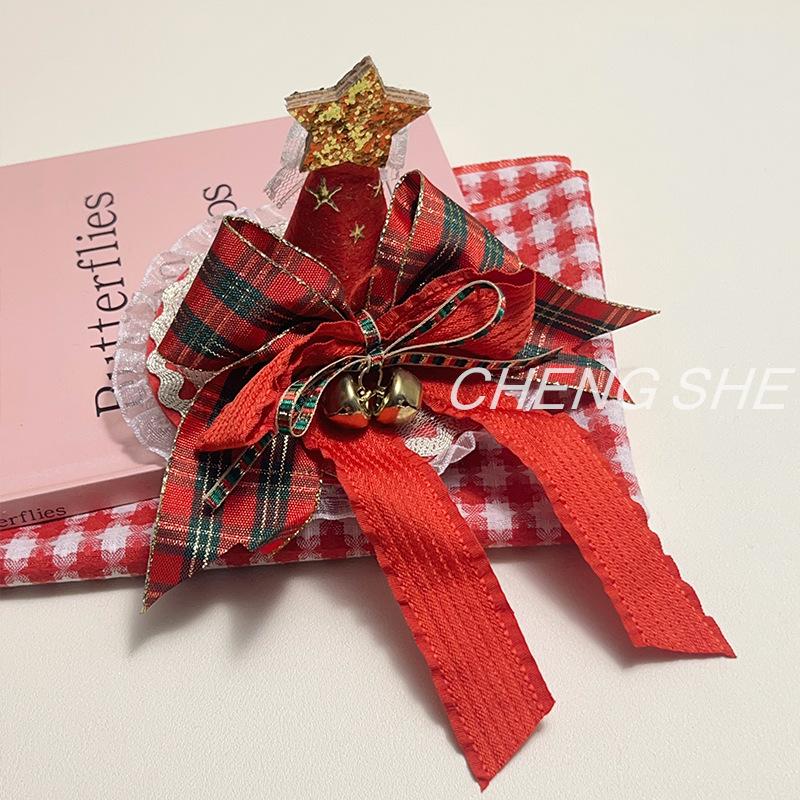Festive Santa Claus Bell Hair Clip – Christmas Bow Decoration