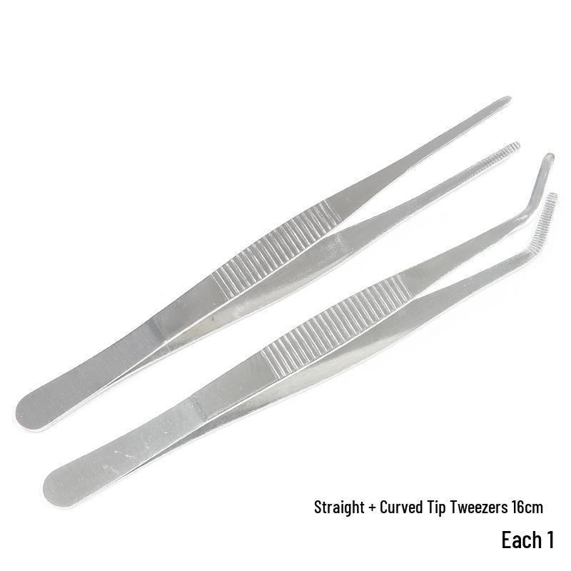 Extra Long Stainless Steel Bent Tip Tweezers for Aquatic Plants and Multi-Purpose Use.