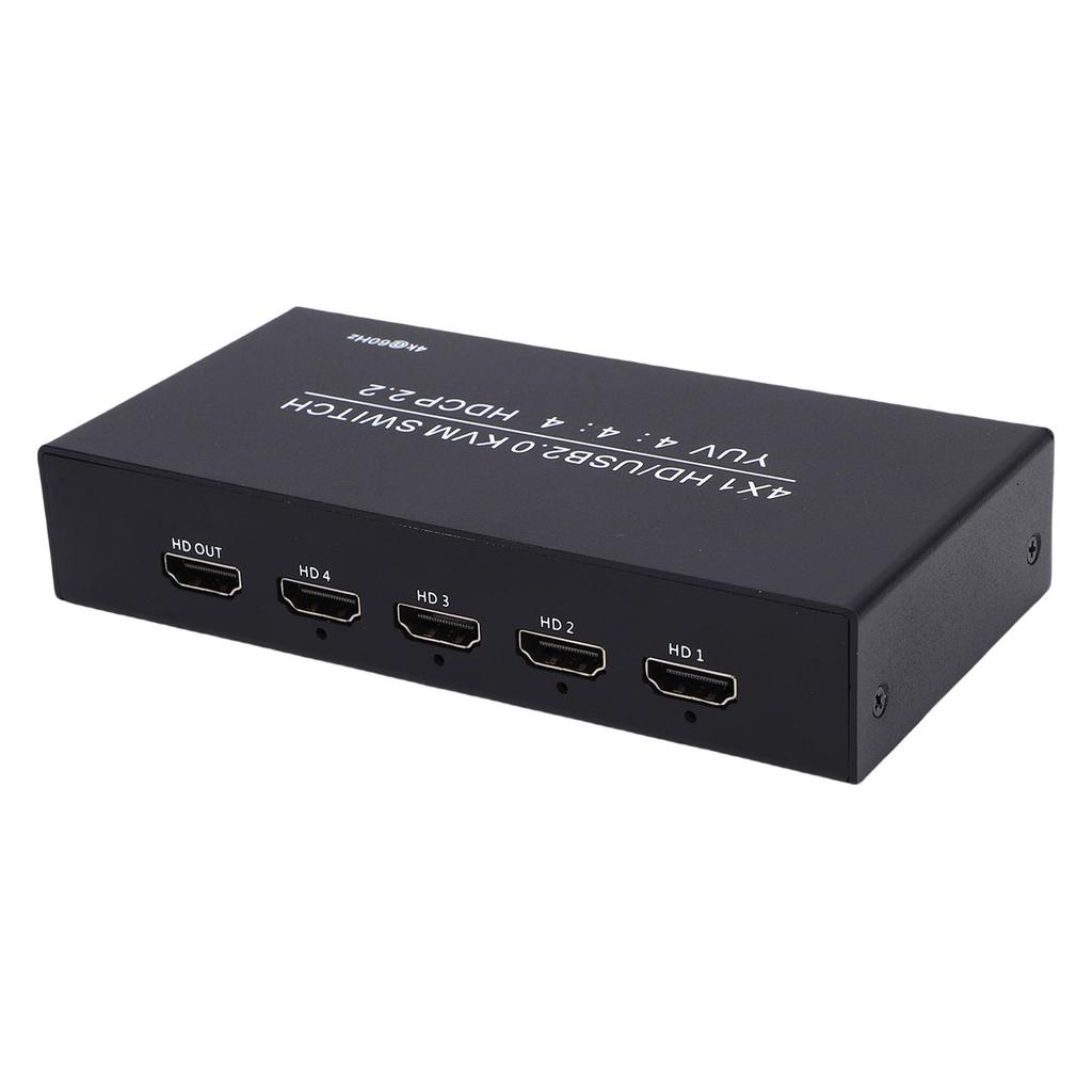 4x1 HD USB2.0 KVM 4K 60Hz Multimedia for Sharing Display Keyboard Mouse Print 4 USB Type C Ports and 4 Cables