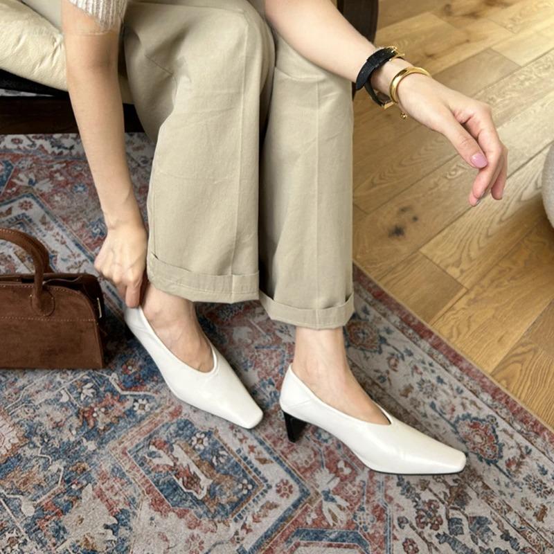 Woman Elegant French Square Toe Mary Janes Shoes Cute Casual Female Retro Low Heel Footwears Soft Soled Outdoor Dress Pumps