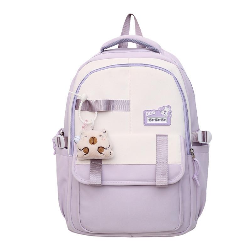 Minimalist Urban Style Dualcompartment School Backpack For Middle And High School фиолетовый
