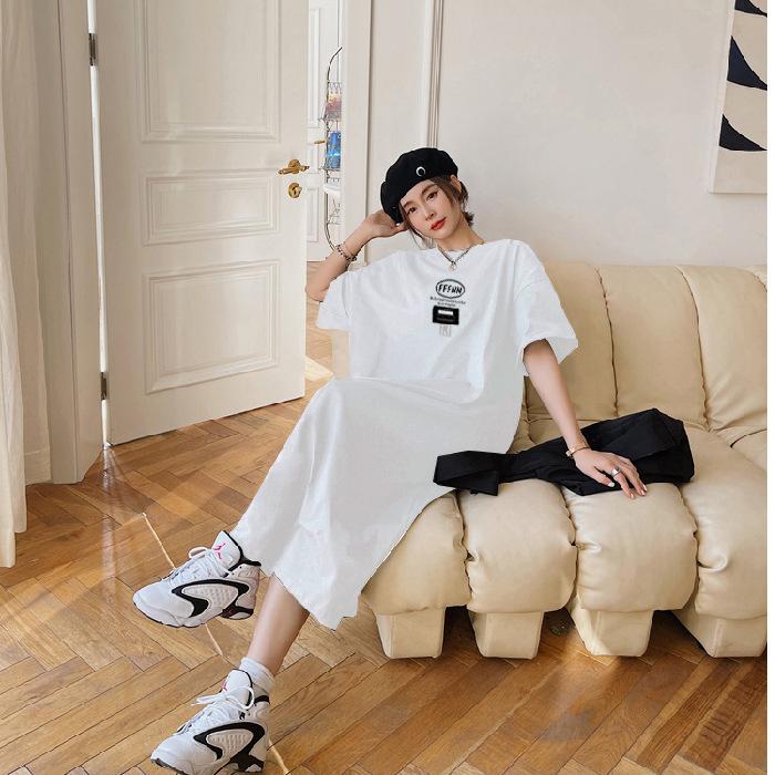 

Женская мода лето весна 1/2 рукава О-образный вырез свободная талия повседневные платья XXXXL