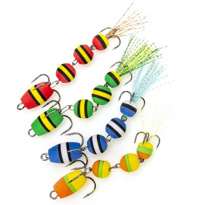 2pcs Light Weight Foam Baits Soft Fishing Baits High Density Foam Swim Baits with 2 Hook Fishing Tackle Foam Lures