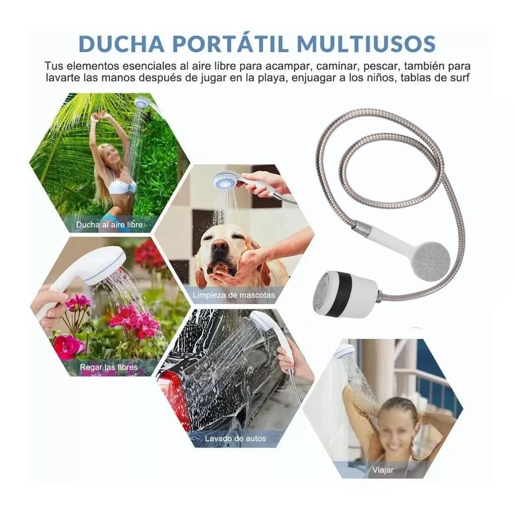 Doccia Portatile Flusso Stabile 2200mAh Forte Ventosa con Tubo da 1,5 m Doccia da Campeggio per Lavaggio Auto Irrigazione Fiori