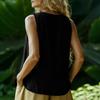Sleeveless V Neck Button Front Casual Top Linen Cotton Blend Summer Shirt Lightweight Breathable Fabric Comfortable Fit