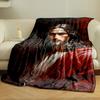 Jesus Portrait Art Blanket Bedroom Blanket for Livingroom Couch Lunch Break Soft Throw for Friend's Festival Gift