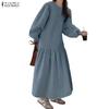 Women Casual Round Neck Long Sleeve Loose Autumn Sweatshirt Dress
