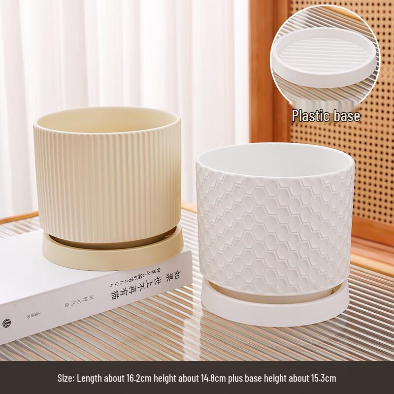 Deer Color Ceramic Flower Pot Set with Tray