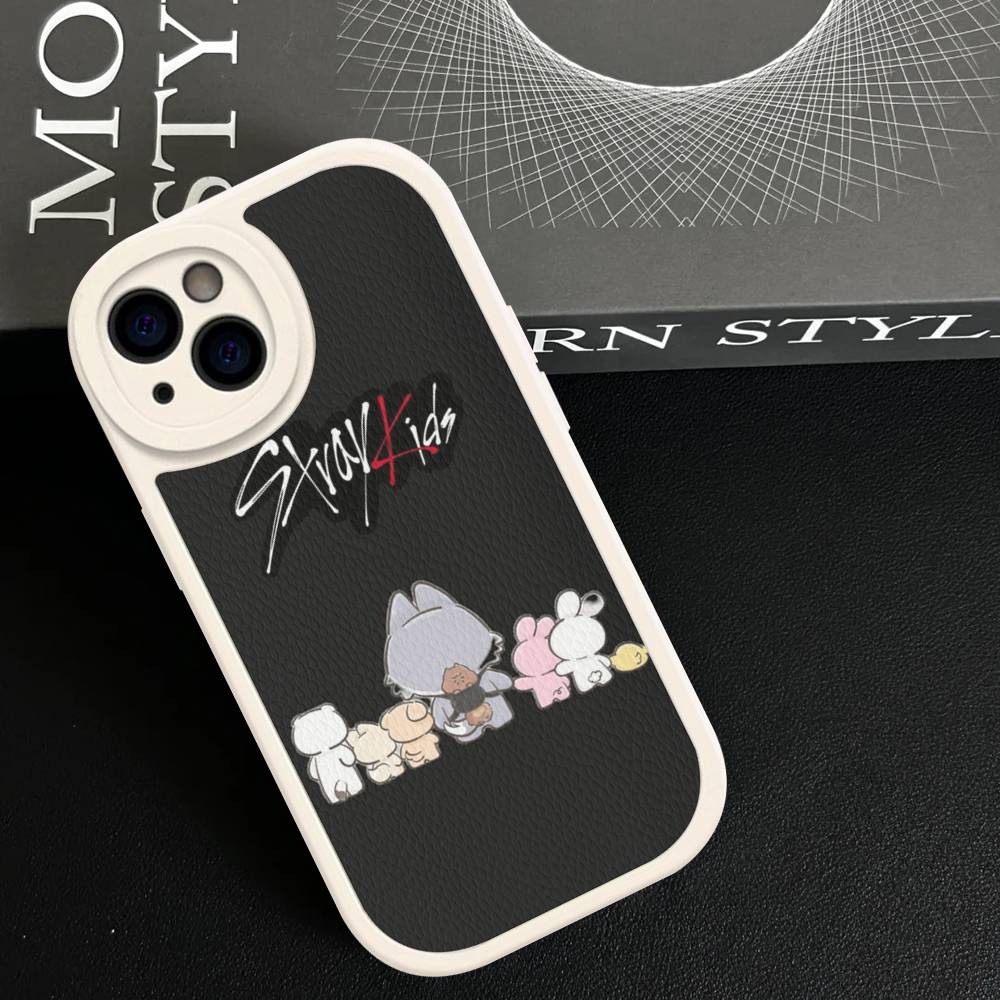 Kpop S-Stray K-Kids For IPhone 16 15 14 13 12 11 Pro Max Plus Shockproof Leather Soft Phone Cover