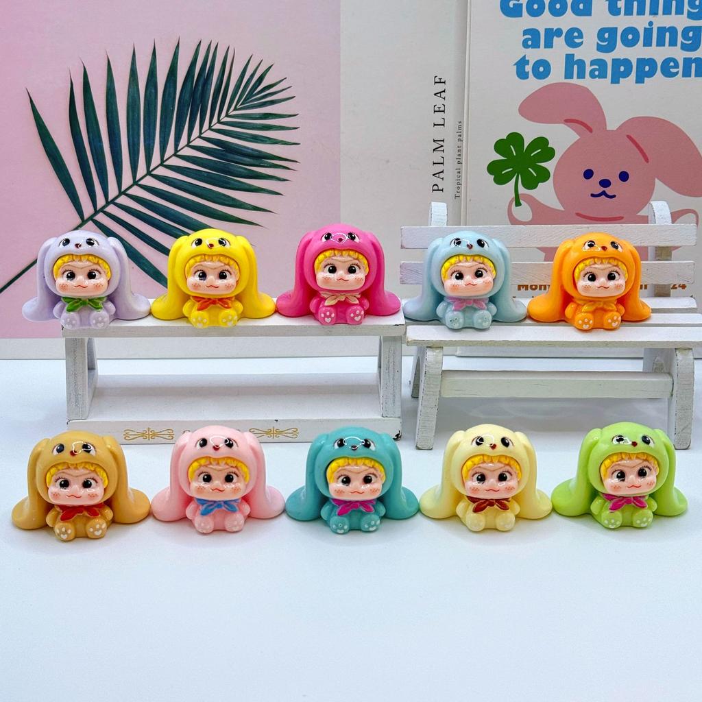 10pcs/Set Mini Wakuku Figure Toy Rabbit Figurine Desktop Decoration Model Ornaments Toys Boys Girls Christmas Gifts