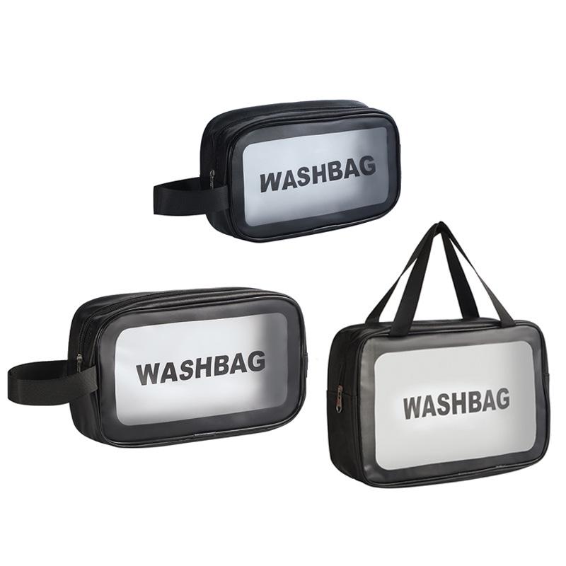 Large Portable Transparent PVC Toiletry Bag - Frosted, High Capacity Travel Storage