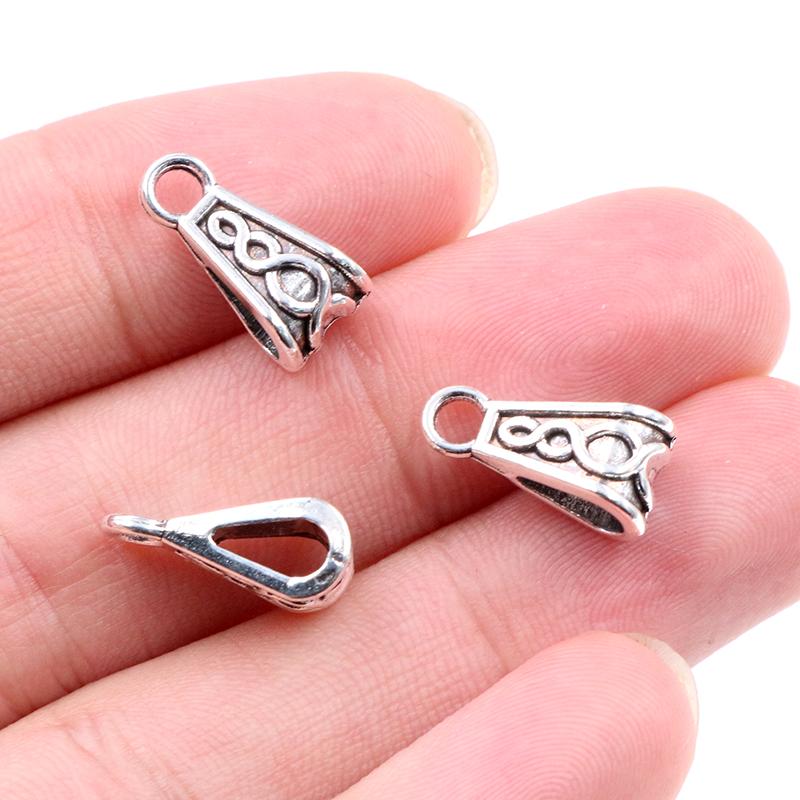 15x7mm 20pcs Antique Gold Silver Plated Clasps Pinch Bails Handmade Charms Pendant:DIY for bracelet necklace