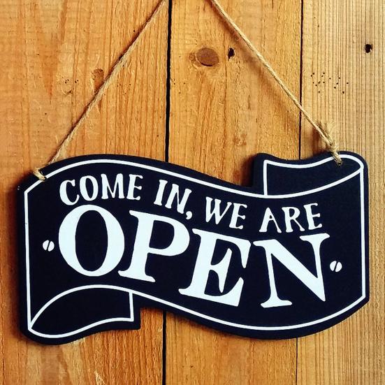 Yousheng Open Closed Sign, with Lanyard, Retro Decorative Door Sign, Double-Sided Printed Sign, for Bars Cafes Wall