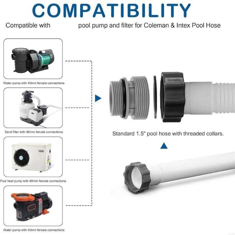 Pool Hose Adapter Conversion Swimming Pool Filter Hose Connector Waterproof Pool Hose Adapter Connection M4YD