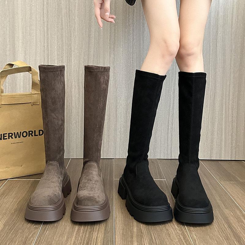 Maillard Retro Small Thick-soled High Boots French Women's Boots Thin Boots Autumn and Winter New Fashion Boots Suede