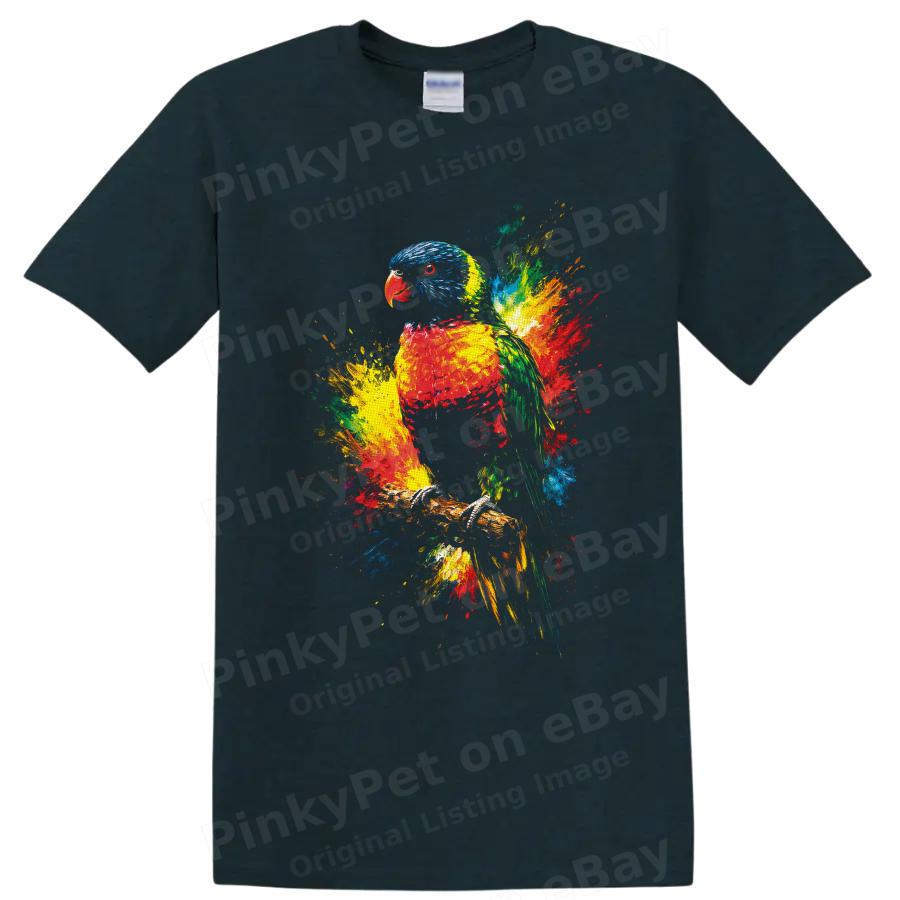 Rainbow Lorikeet T Shirt Color Splash Parrot Art Tropical Bird Lover Tee Gift