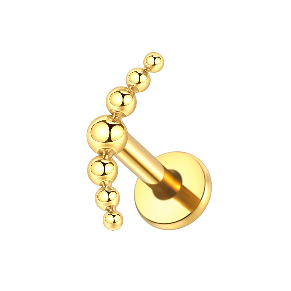 1PC Titanium Gold Color CZ Tragus Piercing Internally Threaded Ear Cartilage Flat Back Earrings Hidden Helix Stud Jewelry 16G