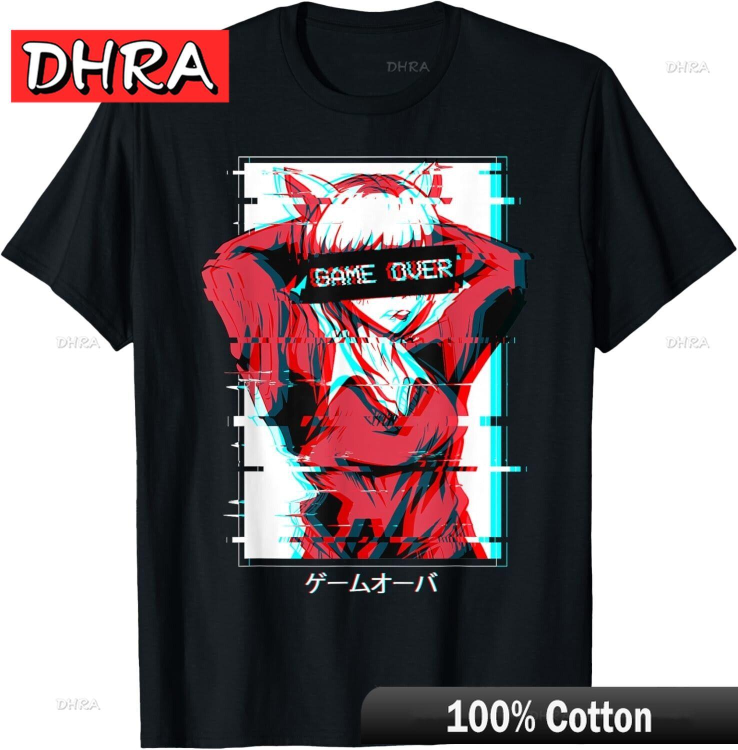 Game Over Anime Girl Japanese Vaporwave Aesthetic Waifu TShirt Bold Trendy Unique Tshirts Bold Stylish Unique Tee CouplShort S