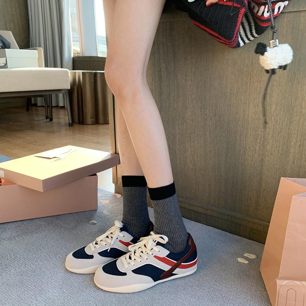 Grape Mother Same Leather Casual Shoes 2025 New Forrest Gump Sports Shoes Retro Lace-up Flat-bottomed Dexun Shoes Women's Shoes