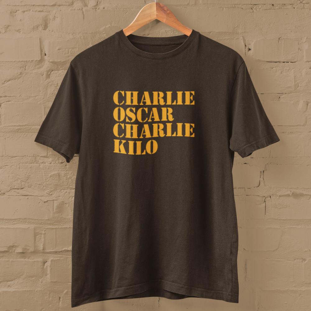 

CHARLIE OSCAR CHARLIE KILO T-SHIRT (rude funny offensive army phonetics cock) Unisex T-Shirt S