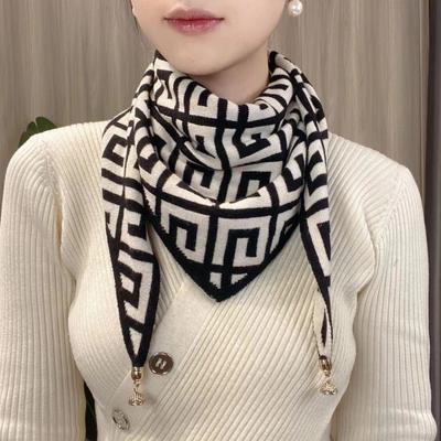 Fashionable  Knitted Triangular Scarf with Crossed Hole for Women In Winter