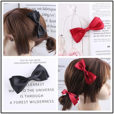 2Pcs Bows Hair Accessory with Satin Surface, Elegant Style for Young Girls' Hair Clips