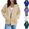Hauts Sweat-shirts à Capuche Décontractés Manches Longues Couleur Unie Mode Femme