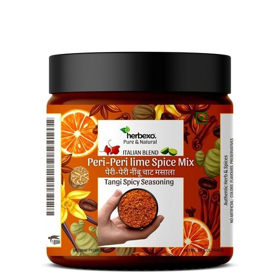 Herbexo Mélange d'épices Peri-Peri Citron Vert I Peri-Peri Nimbu Chaat Masala I Assaisonnement Peri-Peri I Assaisonnement polyvalent pour frites, pop-corn et apéritifs