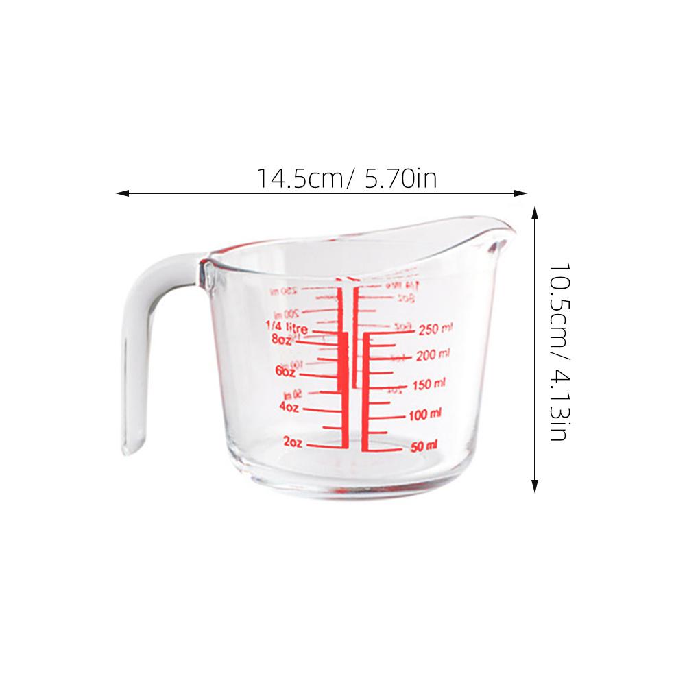 1Pcs Crystal Clear Glass Measuring Cup Easy to Clean Lightweight Practical Kitchen Baking Tool Measuring Cup Graduated Cups