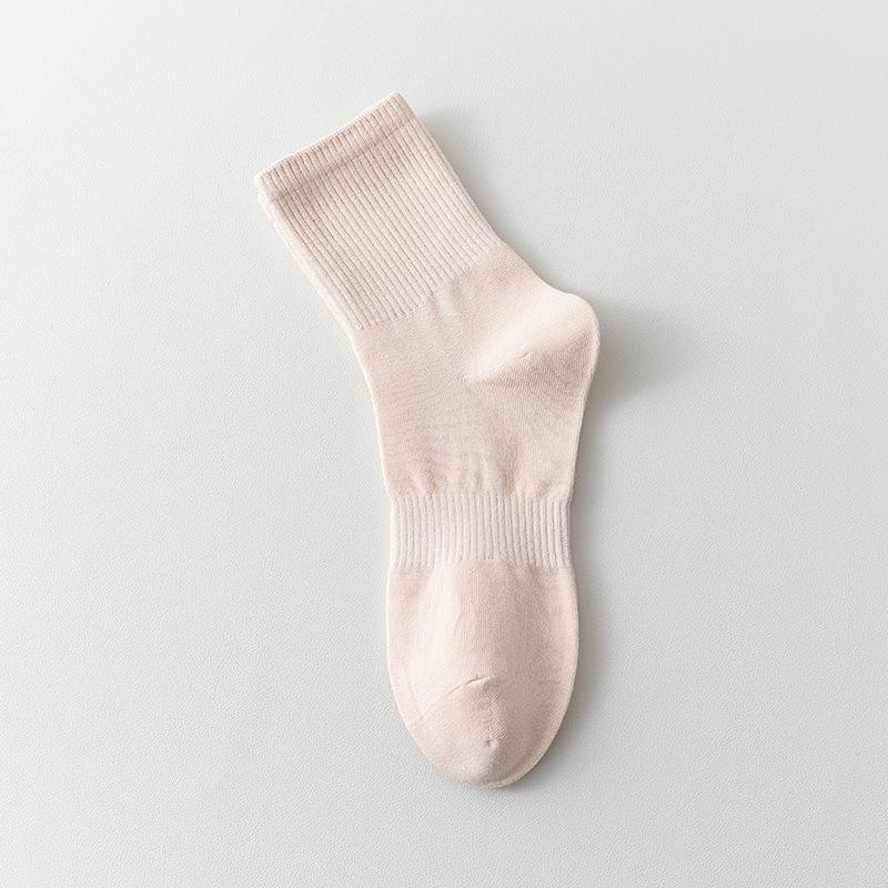 Zhuji Women's Summer Lightweight Pure Cotton Mid-Calf Socks, Anti-Odor, Sweat-Absorbent, White, 7A Class.