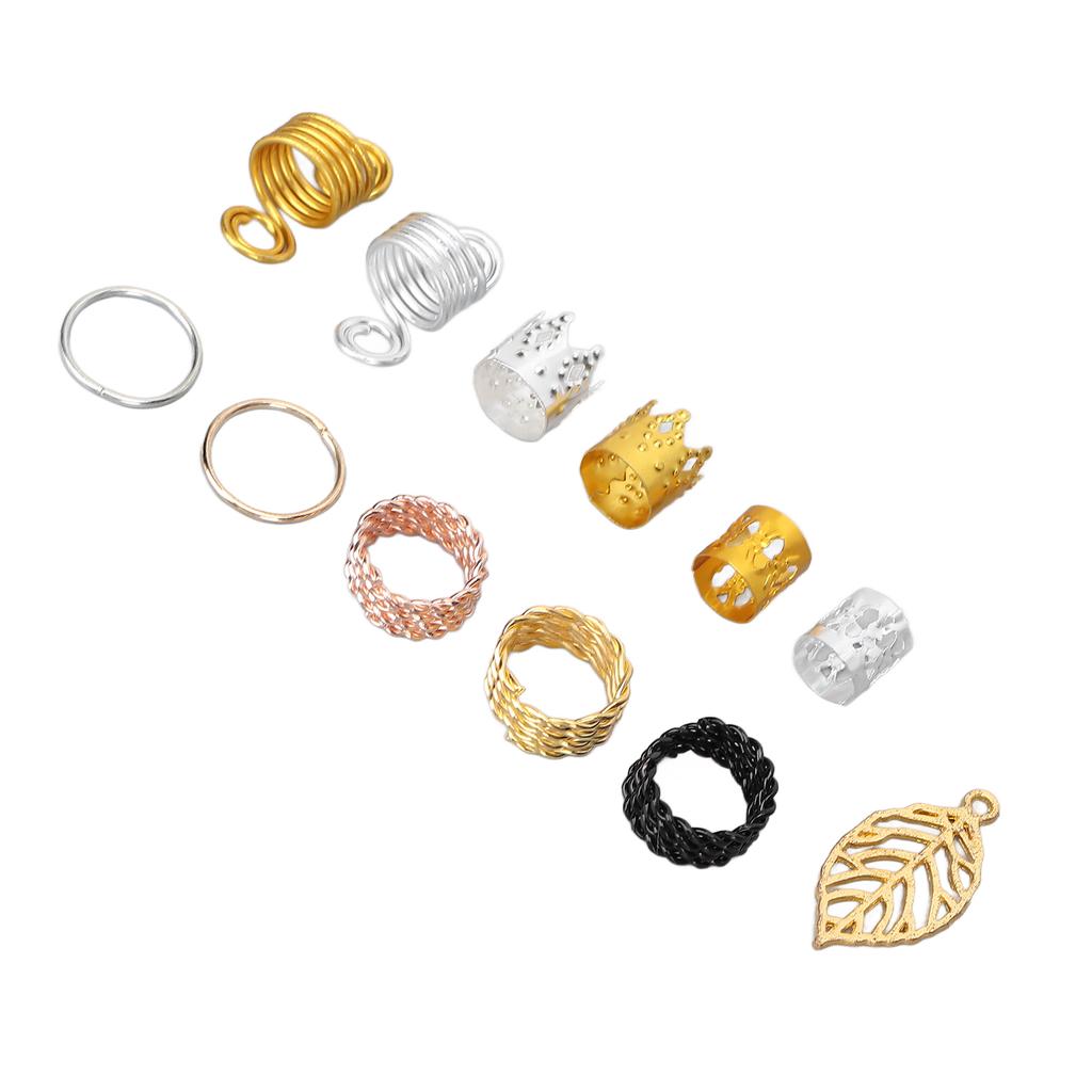 200pcs Hair Braiding Beads DIY Dreadlocks Hair Tube Cuffs Beads Hair Accessories for Hair Clip Decoration