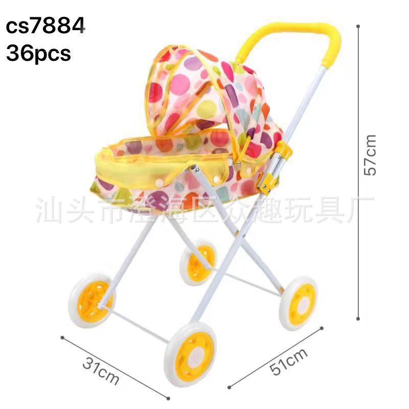 Foldable Girls' Playhouse Stroller with Street Stall Simulation