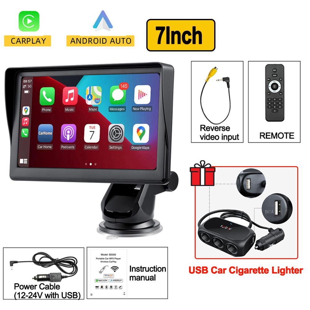 Portable 7 Inch Car Radio Multimedia Video Player Wireless Carplay Android Touch Screen Car Stereo 4.3 Inch Reverse Camera