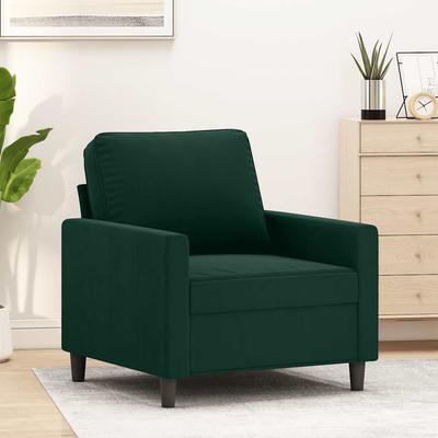 Vidaxl Armchair, Dark Green, 60 Cm, Upholstered In Velvet